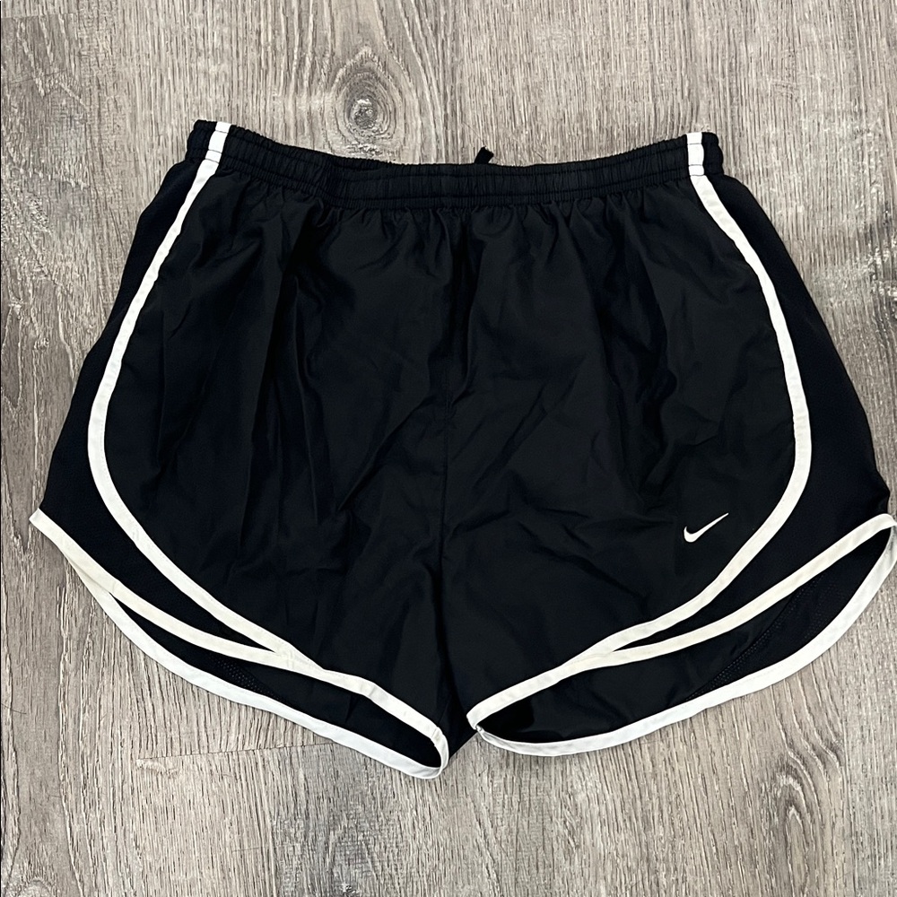 Nike Women's Black Athletic Shorts with White Piping